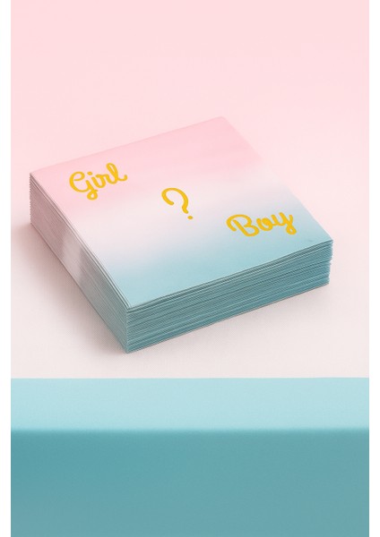 Peçete Cinsiyet Partisi Peçetesi Pembe Mavi Geçişli Girl Boy Yazılı Lüks Cinsiyet Peçetesi 20LI