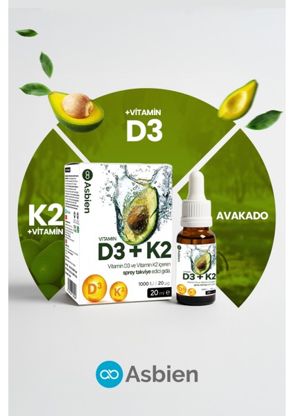 D3+K2 | Doğal Avokado Yağı Bazlı Yüksek Emilimli Vitamin D3 ve K2 Kompleksi fiyatları