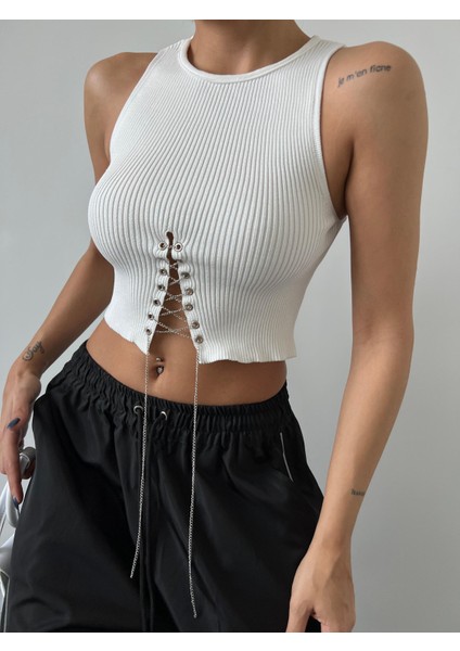 Zincir Bağlamalı Crop Bluz