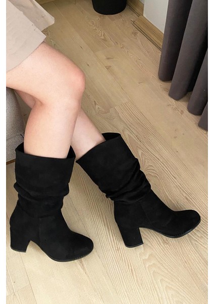 Kadın Azra Siyah Süet Körüklü Çizme modelleri