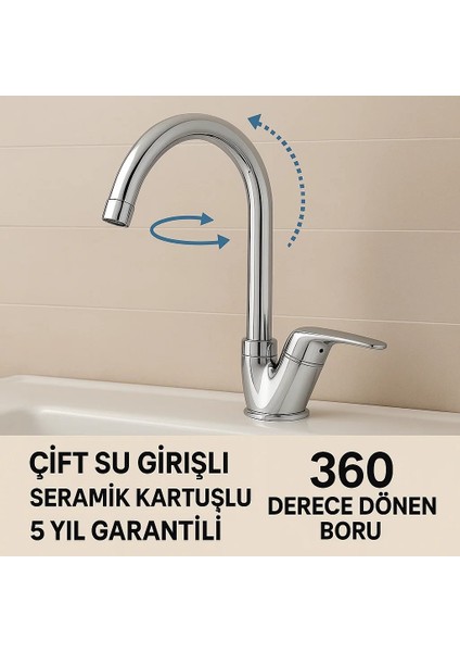 Mutfak Bataryası 360 Derece Oynar Başlıklı Eviye Bataryası 5 Yıl Garantili Mutfak Musluğu fiyatları