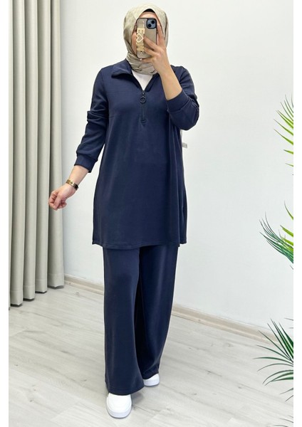 Noshe Modal Kumaş Yarım Fermuar Detaylı Dökümlü Yumuşacık Tesettür Ikili Takım fiyatları