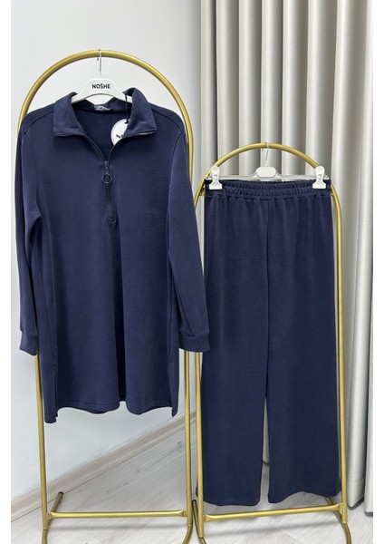 Noshe Modal Kumaş Yarım Fermuar Detaylı Dökümlü Yumuşacık Tesettür Ikili Takım fırsatları