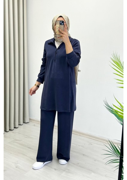 Noshe Modal Kumaş Yarım Fermuar Detaylı Dökümlü Yumuşacık Tesettür Ikili Takım indirimleri