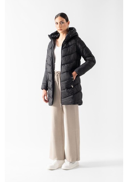 Primillo Nordic Uzun Kapüşonlu Şişme Mont Siyah fiyatları