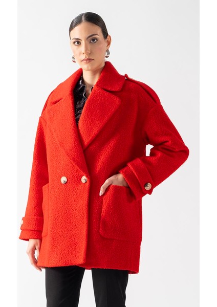 Renuccio Kruvaze Yandan Cepli Salaş Kaban Kırmızı fiyatları