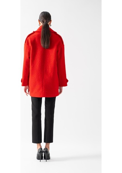 Renuccio Kruvaze Yandan Cepli Salaş Kaban Kırmızı modelleri