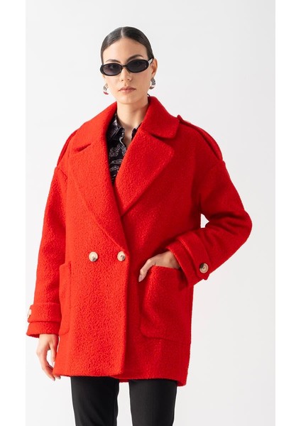 Renuccio Kruvaze Yandan Cepli Salaş Kaban Kırmızı fırsatları