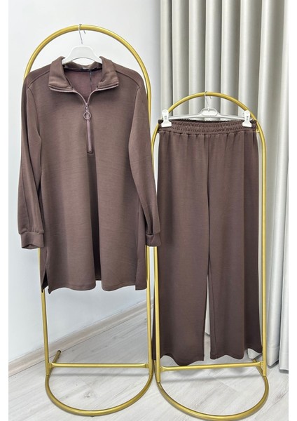 Noshe Modal Kumaş Yarım Fermuar Detaylı Dökümlü Yumuşacık Tesettür Ikili Takım indirimleri