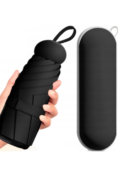 Katlanabilir ve Taşınabilir Şemsiye, Şık Siyah Tasarım, Portatif ve Pratik Kullanım