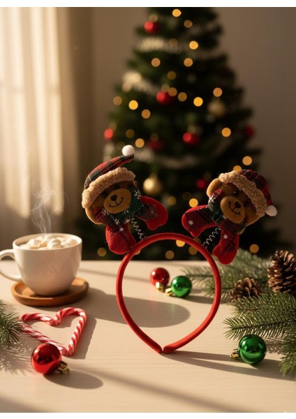 Yılbaşı Koleksiyonu Kırmızı Sallanan Ayıcıklı Taç