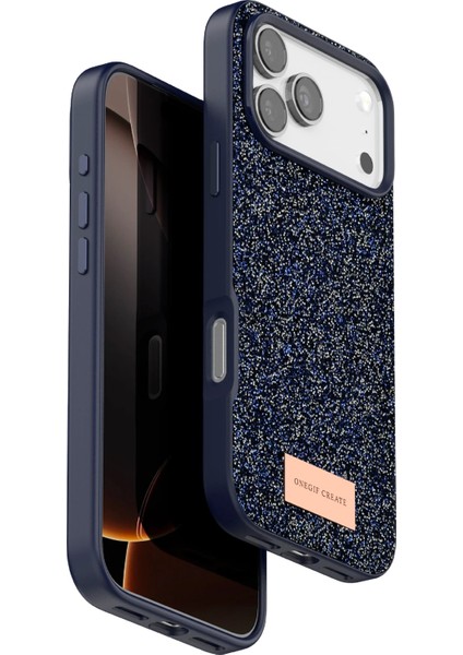 Apple iPhone 17 Pro Uyumlu Parlak Simli Taşlı Premium Kalite Kadın Telefon Kılıfı Kapak