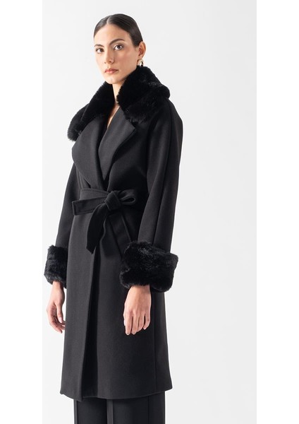 Friedricks Kruvaze Yakası Kolları Kürklü Kaban Siyah fiyatları