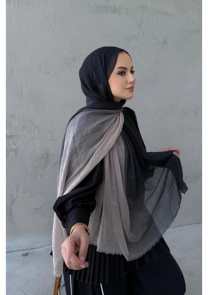 Degrade Konfor Şal Siyah&bej