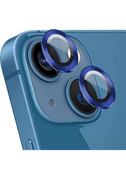 Apple iPhone 14 6.1'' Metal Çerçeveli Kamera Koruma Lensi Lacivert