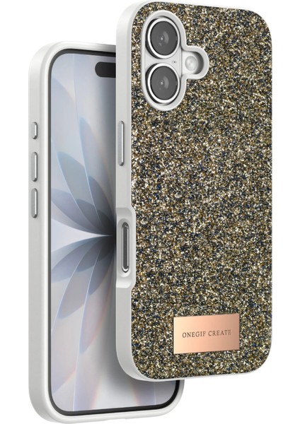 Apple iPhone 17 Uyumlu Parlak Simli Taşlı Premium Kalite Kadın Telefon Kılıfı Kapak