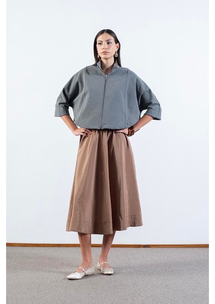 Sanford Dik Yaka Yarasa Kol Fermuarlı Kap Gri modelleri