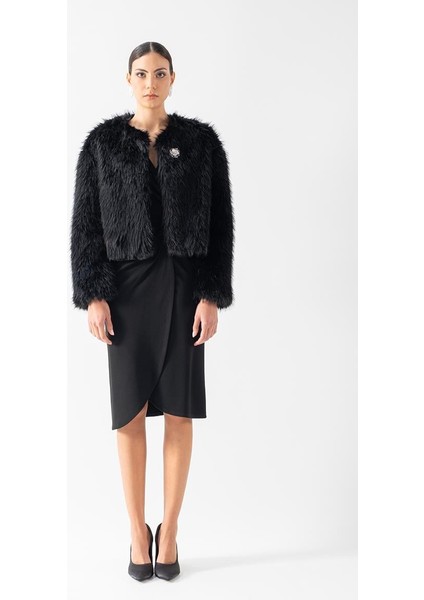 Dionisio Yakasız Kürk SİYAH