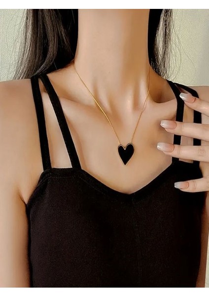 316L Paslanmaz Çelik Siyah Kalp Kolye fiyatları