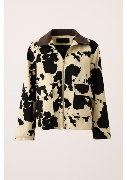 Leopar Kadife Ceket -Inek Desen