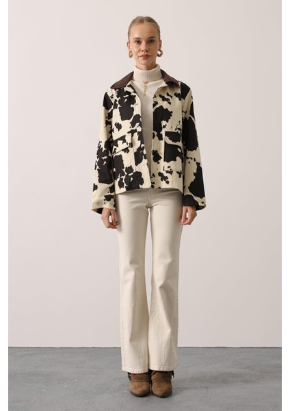 Leopar Kadife Ceket -Inek Desen modelleri