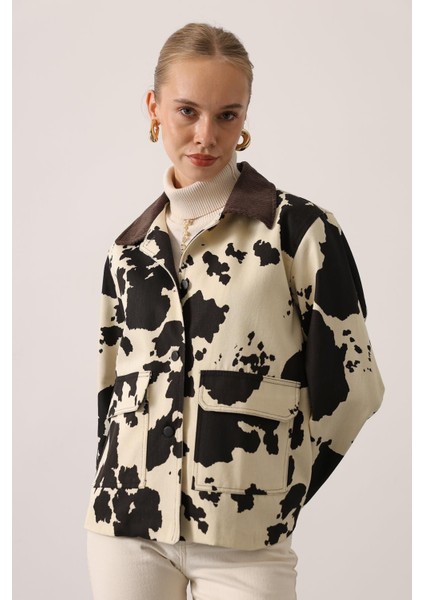 Leopar Kadife Ceket -Inek Desen indirimleri