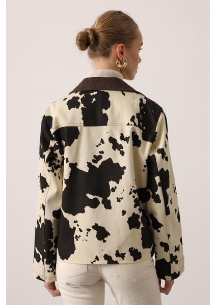 Leopar Kadife Ceket -Inek Desen