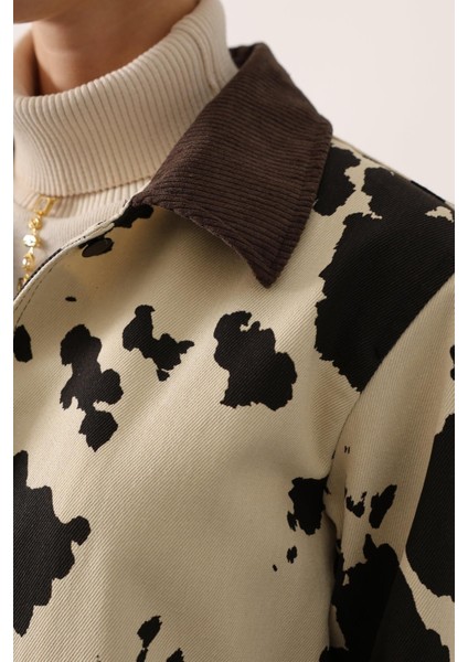 Leopar Kadife Ceket -Inek Desen