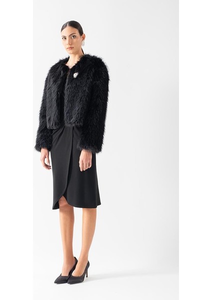 Dionisio Yakasız Kürk SİYAH indirimleri