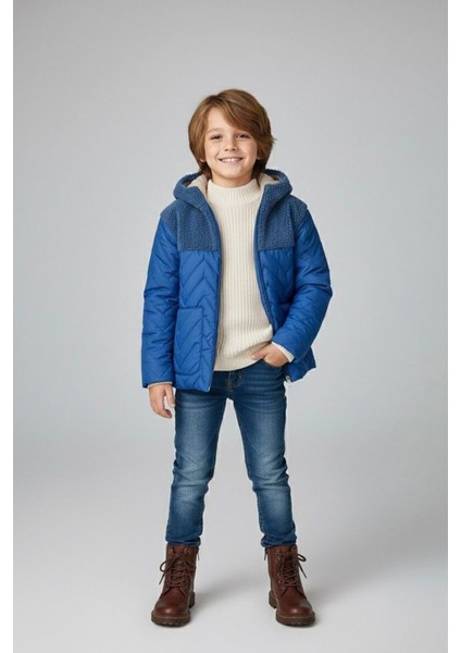 Kapitoneli, Welsoft Detaylı Erkek Çocuk Mevsimlik mont - Mavi