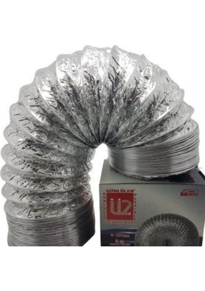 Flex Ø 127 mm Alüminyum Telli Izolesiz Flexible Esnek Hava Kanalı - Davlumbaz ve Aspiratör Borusu (3 Mt) fırsatları