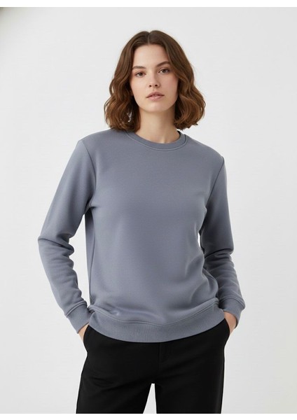 Unisex Relax Fit Rahat Kesim Pamuklu Yumusak Dokulu Içi Polarli Bisiklet Yaka Sweatshirt