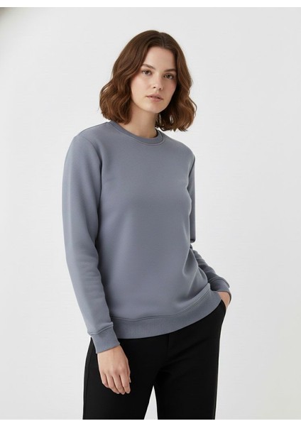 Unisex Relax Fit Rahat Kesim Pamuklu Yumusak Dokulu Içi Polarli Bisiklet Yaka Sweatshirt fırsatları