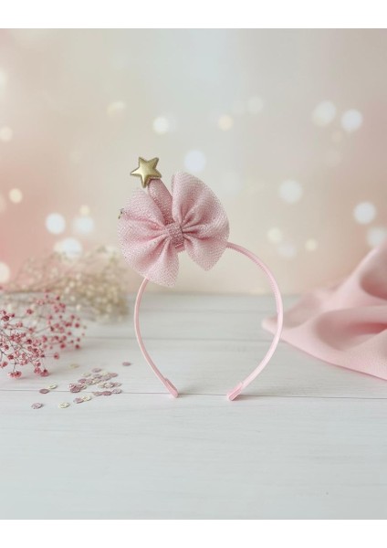 Kız Çocuk Simli Kumaş Prenses Taç Pembe