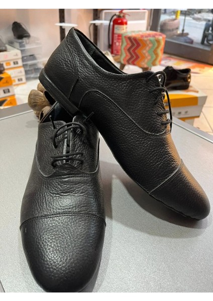 Siyah Deri Erkek -Kabartma Görünümlü Tango , Dans ve Salon Ayakkabısı