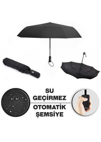 Şık ve Kullanışlı Tam Otomatik Şemsiye, Siyah Renk, Pratik Taşıma Özelliğiyle. fiyatları