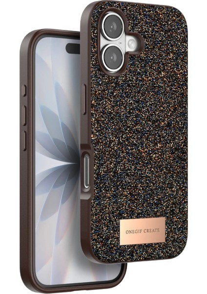 Apple iPhone 17 Uyumlu Parlak Simli Taşlı Premium Kalite Kadın Telefon Kılıfı Kapak