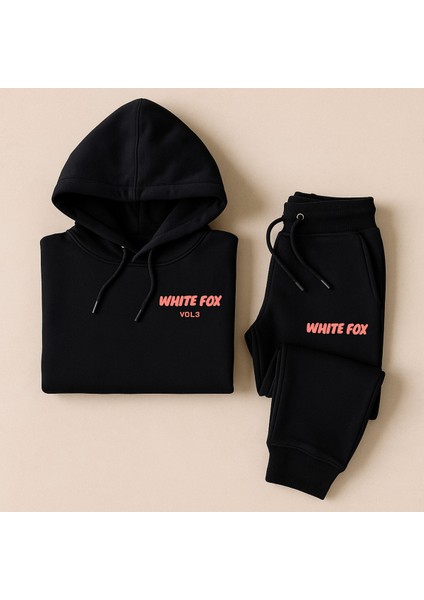 Unisex Kız/Erkek Çocuk Pamuk Kapüşonlu White Fox Baskılı Yüksek K