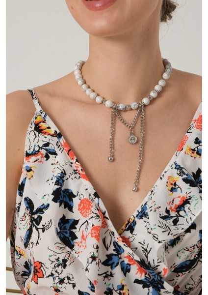 Havlit Taşlı Zincir Kolye