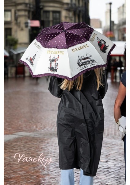 Renkli Istanbul Temalı 8 Tellili Rüzgar Dayanıklı Kadın Şemsiye modelleri