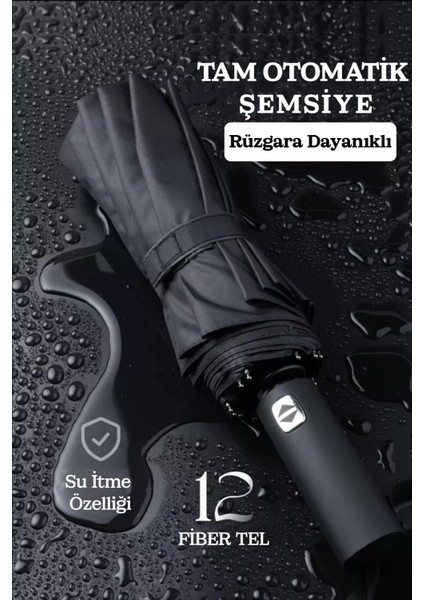 Tam Otomatik Fiber Tel Şemsiye, Rüzgar Güçlü, 12 Tel, Siyah Renk fiyatları
