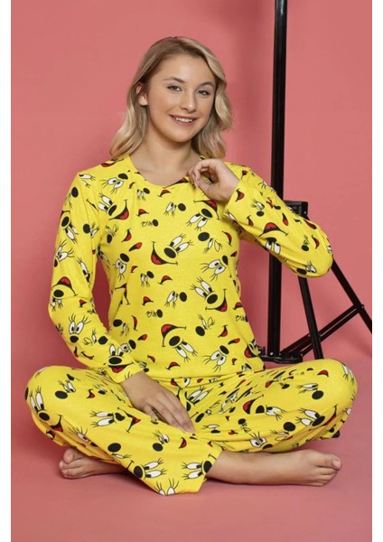 Süet Pijama Takımı Sarı Renk