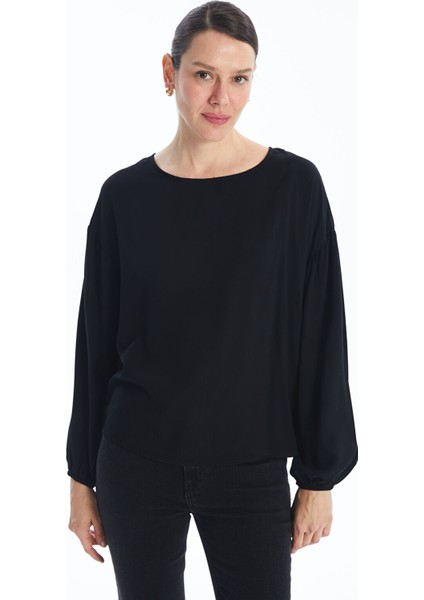 Yeni Sezon Bisiklet Yaka Düz Uzun Kollu Kadın Bluz