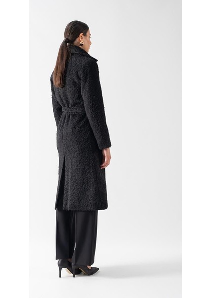 Ottobello Mono Yaka Kruvaze Kuşaklı Kaban Siyah indirimleri