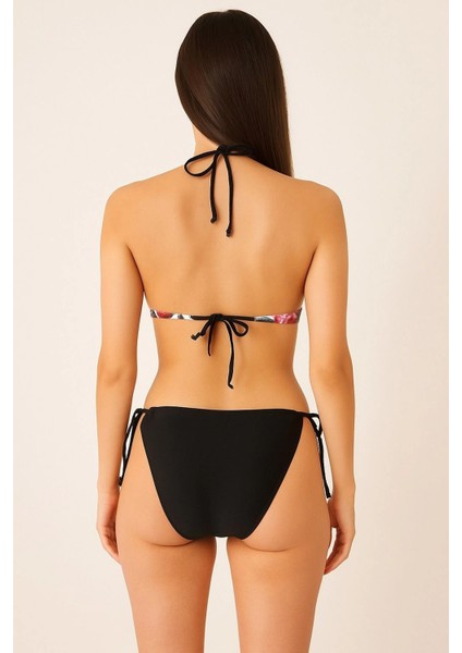 Pembe Leopar Desen Detaylı Üçgen Bikini fiyatları