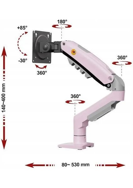 Monitör Standı North Bayou Nb F80 (2025 Yeni Model) Amortisörlü Tekli Monitör Standı Pembe Pink (17-30 Inç)-(2-9 Kg) fırsatları
