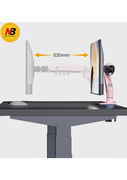 Monitör Standı North Bayou Nb F80 (2025 Yeni Model) Amortisörlü Tekli Monitör Standı Pembe Pink (17-30 Inç)-(2-9 Kg)