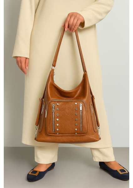 Yumuşak Suni Deri Taba El Omuz ve Sırt Kullanımına Uygun Kadın Çanta