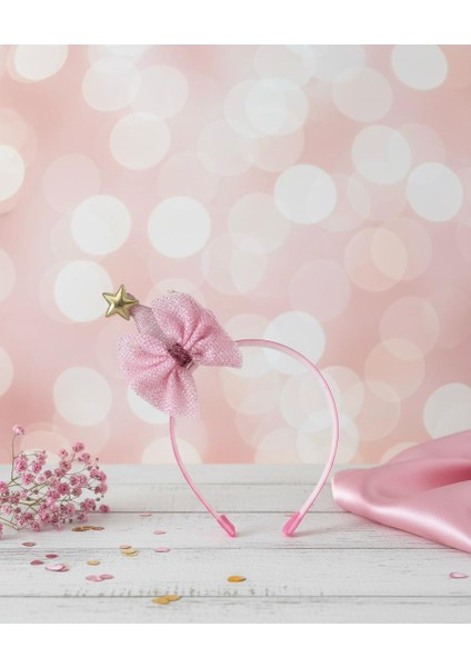 Kız Çocuk Simli Kumaş Prenses Taç Fuşya