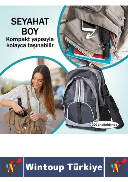 Mavi Kompakt Seyahat Şemsiyesi, Otomatik Açma Kapama, Dayanıklı ve Güçlendirilmiş